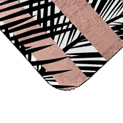 Extended Gaming Mouse Pad with Stitched Edges Waterproof Large Keyboard Mat Non-Slip Rubber Base Tropical Palm Trees Modern Rose Gold Stripes Desk Pad for Gamer Office Home 16x10 Inch