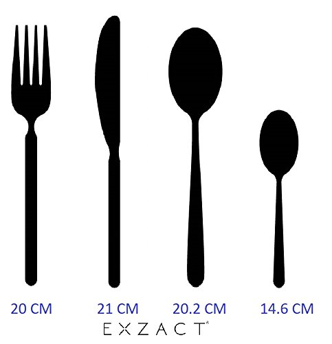 EXZACT Premium - 16pcs cubertería - acero inoxidable - 4 x cena tenedors, 4 x cuchillos, 4 x cucharas cena, 4 x cucharaditas (EX963 x 16)