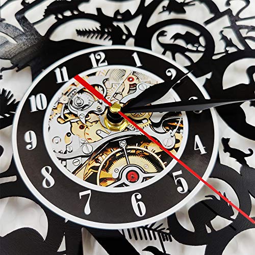 F FANTASY 'ART Reloj de Pared con Registro de Vinilo para Mascotas de Bulldog francés, Reloj de Arte Colgante Vintage, Reloj Decorativo para el hogar, Luces LED