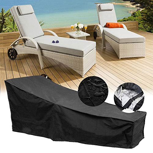 F Fellie Cover Funda Impermeable para Tumbona de Jardín o Patio al Aire Libre, Resistente al Viento Anti UV Ratán para Muebles de Jardín (210x75x40/80cm)