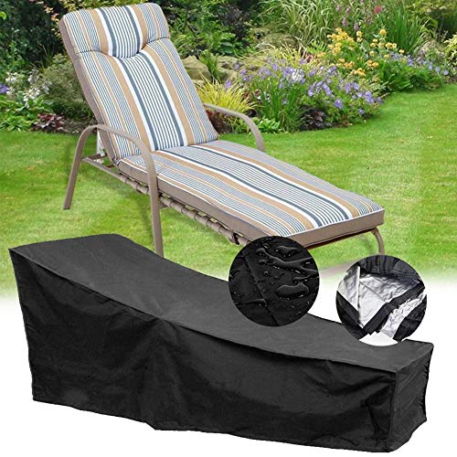 F Fellie Cover Funda Impermeable para Tumbona de Jardín o Patio al Aire Libre, Resistente al Viento Anti UV Ratán para Muebles de Jardín (210x75x40/80cm)