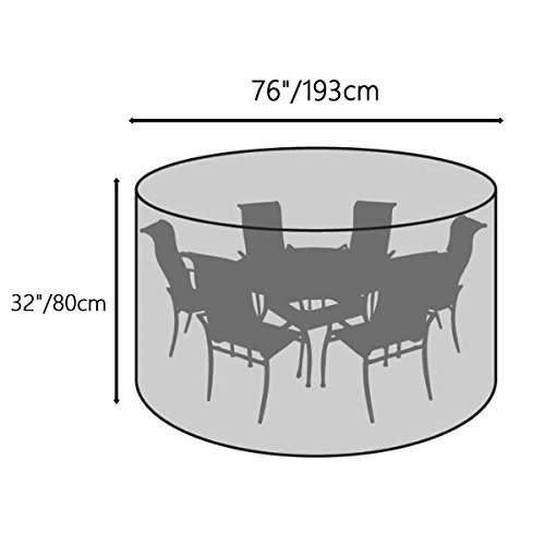 F Fellie Cover Funda para Mesa Redonda de Jardín Impermeable, 420D Funda para Muebles Circular Exterior, Protector para Conjunto Mesa y Sillas de Jardin, Resistente al Desgarro Anti Viento/UV