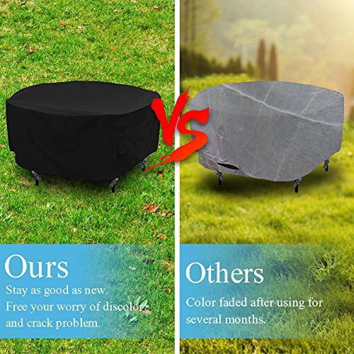 F Fellie Cover Funda para Mesa Redonda de Jardín Impermeable, 420D Funda para Muebles Circular Exterior, Protector para Conjunto Mesa y Sillas de Jardin, Resistente al Desgarro Anti Viento/UV