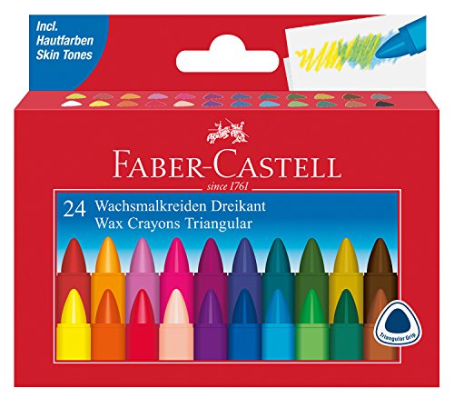 Faber-Castell AR-120024 – Triangular Cera 24 Veces Tiza Estuche de cartón