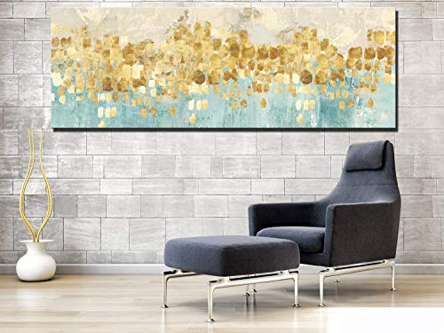 Fajerminart Impresión De Lona de Arte Para Pared - Oro Arte Impresión para Dormitorios Modernos Pintura De La Lona Grande Arte (Sin Marco) (70x210cm)