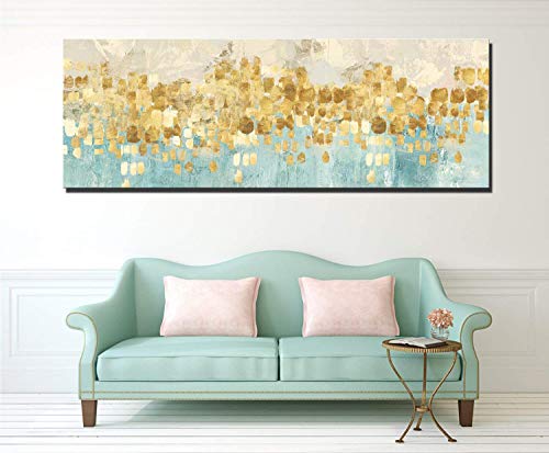 Fajerminart Impresión De Lona de Arte Para Pared - Oro Arte Impresión para Dormitorios Modernos Pintura De La Lona Grande Arte (Sin Marco) (70x210cm)