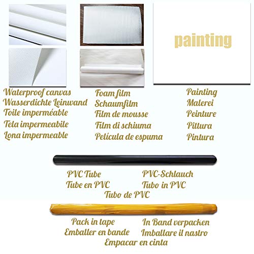 Fajerminart Impresión De Lona de Arte Para Pared - Oro Arte Impresión para Dormitorios Modernos Pintura De La Lona Grande Arte (Sin Marco) (70x210cm)