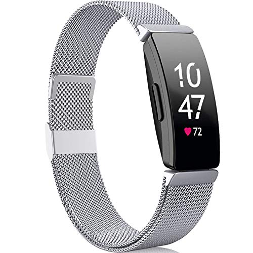 Faliogo Compatible para Fitbit Inspire Correa/Fitbit Inspire 2 Correa/Fitbit Inspire HR Correa, de Metal Acero Inoxidable Correa de Repuesto Compatible con Fitbit Ace 2, Pequeño, Plata