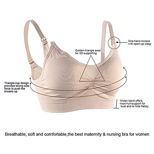 FeelinGirl Sujetador de Maternidad para Mujer Conjuntos de Lencería Sujetador Lactancia sin Aros con Relleno Beige/1 Pieza XL/90A-95E