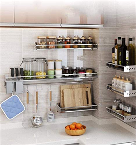 FEFCK Estante De Cocina Colgador Utensilios Cocina con Los Ganchos, Especias Bastidores De Organizador para Especias Acero Inoxidable 304 A 80cm