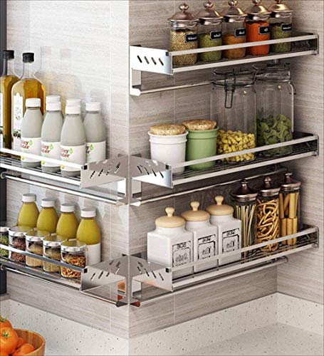 FEFCK Estante De Cocina Colgador Utensilios Cocina con Los Ganchos, Especias Bastidores De Organizador para Especias Acero Inoxidable 304 A 80cm