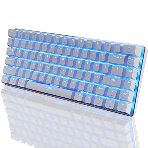 FELiCON Ajazz AK33 Teclado para Juegos con Cable mecánico, LED Azul retroiluminado 82 Teclas E-Sport Gamer Teclado para mecanógrafos de Oficina Que juegan Juegos (Interruptor Negro, Blanco)