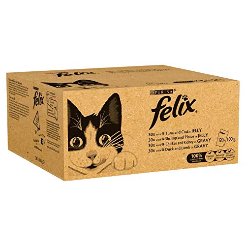 Felix - Alimento húmedo para gatos adultos, 120 Bolsas