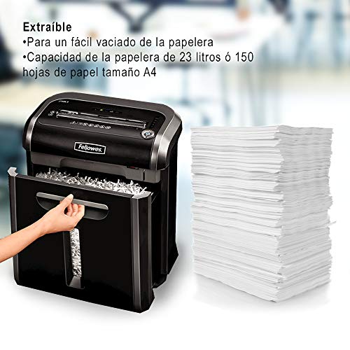 Fellowes 79Ci - Destructora trituradora de papel, corte en partículas, destruye hasta 16 hojas, pequeña oficina, tritura CD´s y tarjetas de crédito, color negro