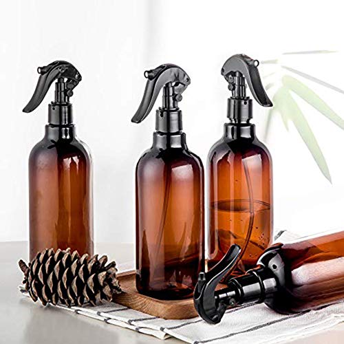 Felly Botellas de Spray, 2 Unidades de 500 ml/16 oz Botellas de Spray vacías de plástico con pulverizador Fino Negro rellenable contenedor para aceites Esenciales, Limpieza, Cocina, jardín, Pelo