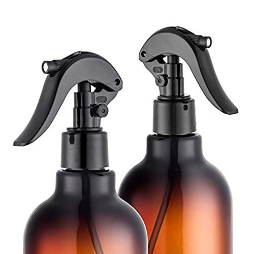 Felly Botellas de Spray, 2 Unidades de 500 ml/16 oz Botellas de Spray vacías de plástico con pulverizador Fino Negro rellenable contenedor para aceites Esenciales, Limpieza, Cocina, jardín, Pelo