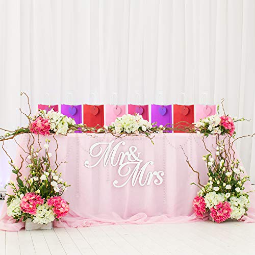 FEPITO 16PCS rojas y rosadas del regalo bolsas de papel kraft bolsas de regalo bolsas de regalo de papel bolsas de fiesta bolsas con asas y 64 de las PC del corazón Etiquetas de papel para fiesta