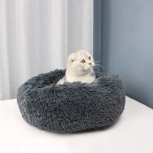 Festnight Cama Perro Gato Grande Pequeño Cama Mascota Redonda Felpa Sofa Suave Cachorro Animales Domésticos Invierno, Cómoda y Lavable, X/S/L/XL, Rosa/Blanco/Gris Claro/Gris Oscuro/Rojo/Marrón Claro