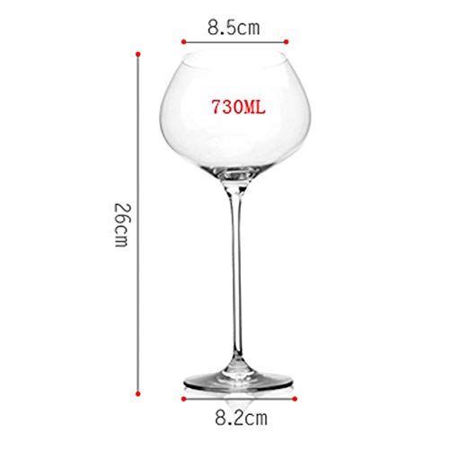 FFFLY Tronco Largo Vaso de Cristal Transparente Copa de Vino Tinto Conjunto de 2 Juegos, Copa de Vino Moderna e Indestructible Personalizada 730 ml, amuletos de Copa de Vino