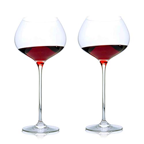 FFFLY Tronco Largo Vaso de Cristal Transparente Copa de Vino Tinto Conjunto de 2 Juegos, Copa de Vino Moderna e Indestructible Personalizada 730 ml, amuletos de Copa de Vino