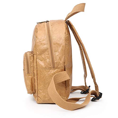 fhdc Mochila Mochila De Las Mujeres De La Vendimia Bolsa De Hombro Plegable Impermeable Cremallera Papel Kraft Regalo Durable Bolso De Viaje   Marrón