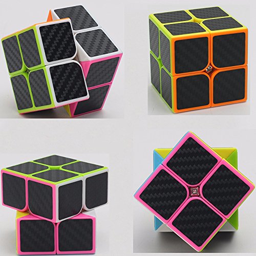 Fibra del Carbón Cubo mágico cajas de regalo Set 2x2x2，3x3x3，Meganminx ，Skewb ， Pyraminx Juguete profesional del cubo del rompecabezas (Set02)