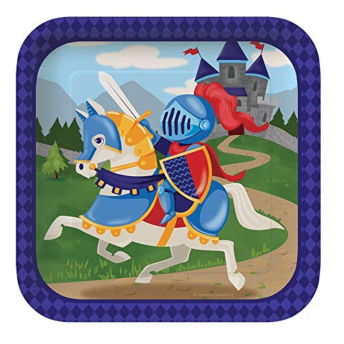 Fiesta de Cumpleaños della Caballero jinete castillos dragones Medieval para 8 Niños Chico Decoración Mesa 1 mantel 8 tazas 16 servilletas 16 Platos 8 Bolsas Sopresa 1 Bandera de Papel