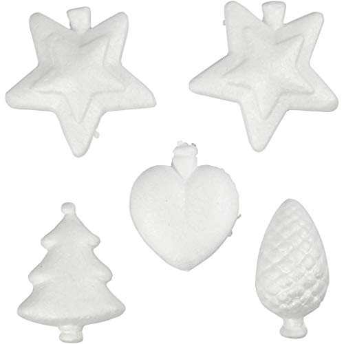 Figuras navideÃ±as de porexpÃ¡n, A. 7-8 cm, blanco, 5ud