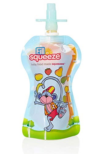 Fill'n Squeeze, Paquete de Relleno de Bolsas de Alimentos Resellables Reusables para Destete de bebés y Alimentación de niños, 10 x 150 ml