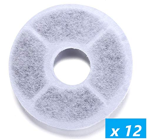 Filtros para fuente de agua para gato, perro, conejo, 1 año de filtración (12 filtros de carbón vegetal activo) 11 cm