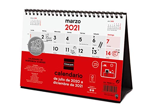 Finocam - Calendario de Sobremesa 18 Meses 2020-2021 S - 210x150 Mes Vista Español