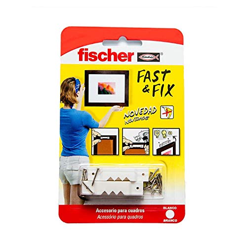 FISCHER 534845 Colgador Cuadros Rectos Fast & Fix (Envase de 10 Ud.), Blanco