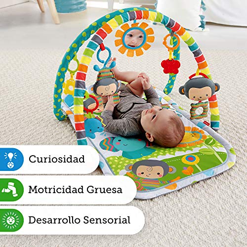 Fisher-Price Gimnasio Musical Monitos Divertidos, manta de juego para bebé (Mattel CLJ42)