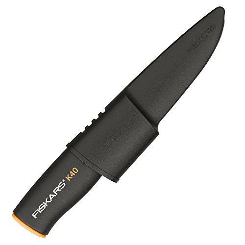 Fiskars Cuchillo universal para exteriores, Funda incluida, Longitud: 22,5 cm, Negro/Naranja, 1001622