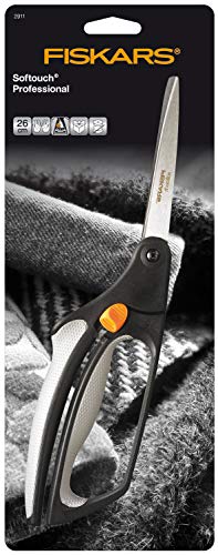 Fiskars Softgrip Tijeras multiuso, Longitud: 26 cm, Hoja de acero inoxidable/Mangos de plástico, Negro/Gris, Easy Action, 1003873