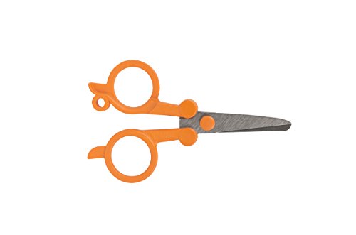 Fiskars Tijeras plegables, Longitud: 11 cm, Para diestros y zurdos, Hoja de acero inoxidable/Mangos de plástico, Naranja, Classic, 1005134