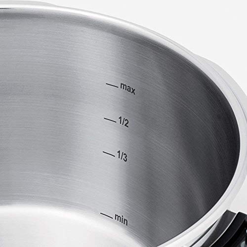 Fissler vitaquick black / Juego de olla a presión y sartén a presión (4,5 + 2,5 litros, Ø 22 cm) con cestillo perforado y trípode, acero inoxidable, adecuado para la inducción