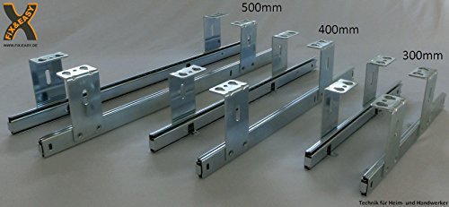 FIX&EASY Guías con bandeja 800X400mm tono haya, corredera extraible galvanizado 400mm, set cajón con extracto para porte teclado ratón laptop