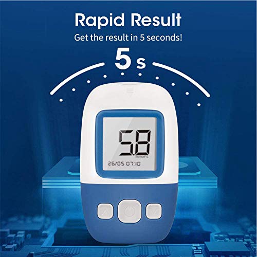 FJLOVE Medidor de glucosa en Sangre Kit/Control de la Diabetes Kit con Dispositivo de medición,50 Tiras de Prueba de glucosa en Sangre sin código,50 lancetas y Dispositivo de punción