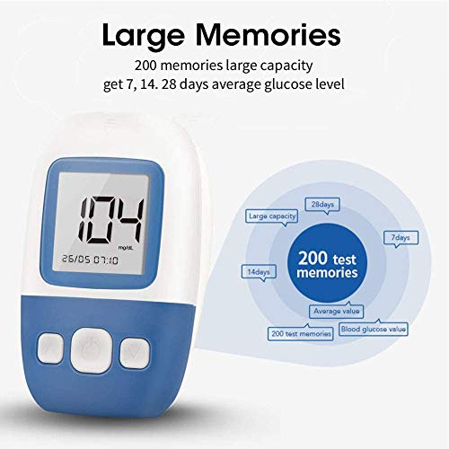 FJLOVE Medidor de glucosa en Sangre Kit/Control de la Diabetes Kit con Dispositivo de medición,50 Tiras de Prueba de glucosa en Sangre sin código,50 lancetas y Dispositivo de punción