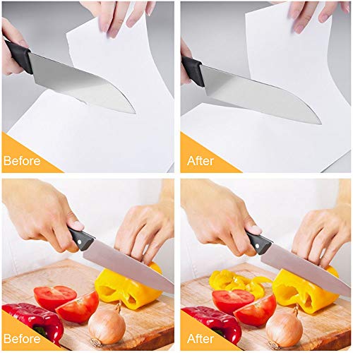 flintronic Afilador de Cuchillos, Afilador de Cuchillos Manual de 3 Etapas, Base de Plástico Antideslizante para Kinfe de Cocina, para Cuchillo Santoku, Tijeras (Incluye 1 Pequeño Afilador)