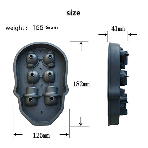 FLZONE Molde de la bandeja del cubo de hielo del cráneo 3D, fabricador de cubitos de hielo de silicona flexible de grado alimenticio para Cocktails, Whisky, Licor y otras Bebidas（Con embudo)