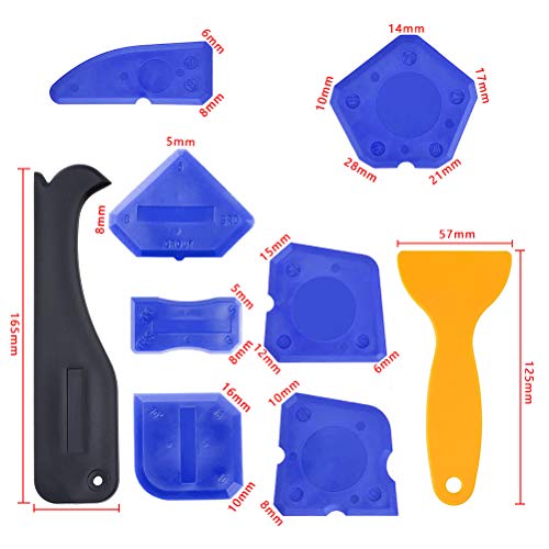 FOCCTS 13pcs kits Herramientas Calafateo - 9pcs kit Aplicador Silicona + 4pcs Limpiador de Bola de Costura de Presión para Eliminar Silicona Vieja en Bañera o Baño