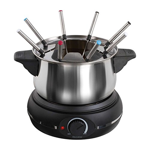 Fondue - Juego de fondue electrónico para 8 personas, 1500 W (fondue de queso, fondue de chocolate, 1,2 l, 8 tenedores)