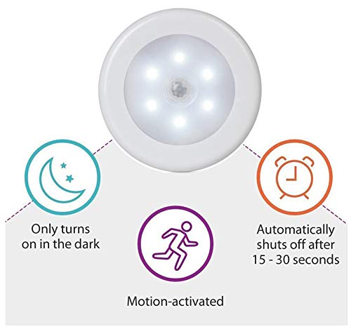 Foonii Pack de 4 Luces LED Sensores de Movimiento Sensor Automático,Luces Nocturnas adecuado para de Escaleras Pasillos Armario Cocina etc,Batería Impulsado[Clase de eficiencia energética A+]