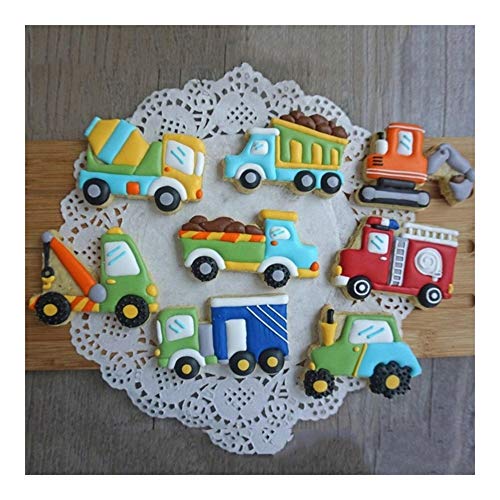 Forma de Bricolaje Cortador de la Galleta Maquinaria Coche camión de la Pasta de azúcar del Molde del Molde del Mezclador de la grúa del Coche de Bomberos del Cookies WL