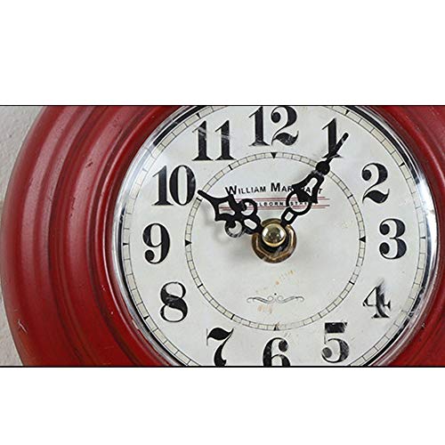 Forma de cacerola originaria europea Reloj de pared Rojo Personalidad Menage Sala de estar Dormitorio Cocina Restaurante Metal Reloj Mudo Sin marcar Tick Decoración 17.5 * 4.5 * 26.5cm Artículos cotid