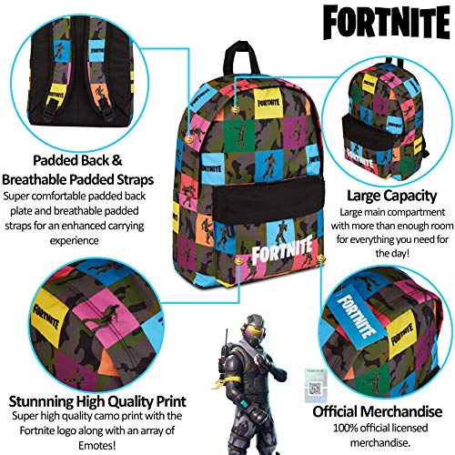 Fortnite Mochilas Escolares Juveniles Para Niños, Bolsa Con Diseño De Camuflaje Para Colegio Viajes Actividades Deporte, Merchandising Oficial Regalos Fortnite Para Niños Adolescentes