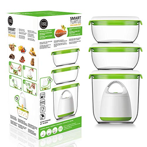 FOSA Home Starter Kit Madrid. Envasadora al vacío compacta + 3 recipientes redondos (1x1.350 ml, 2x600 ml) para conservar tus alimentos