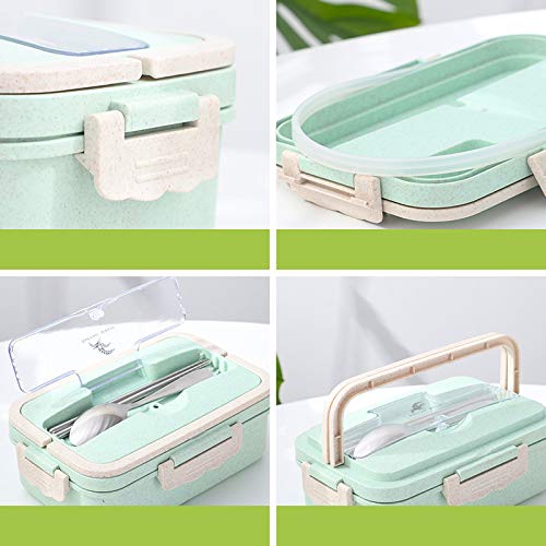 Foshuo Lunch Boxportable S Bento Lunch Box Set Contenedor de Almacenamiento de Alimentos para Estudiantes,Compartimento Sellado Bento Box y Cubiertos Set Loncheras Vajilla